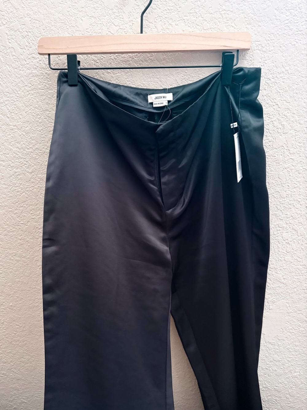 Jason Wu Black Satin Wide-Leg Trousers